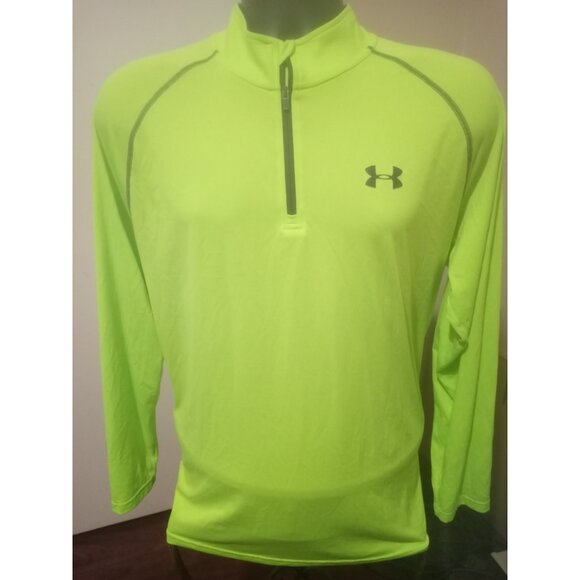 Under Armour Quarter 1/4 Zip Pullover Mens Large L Neon Green Golf Sweatshirt - Picture 1 of 11
